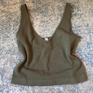 Green ribbed tank top
